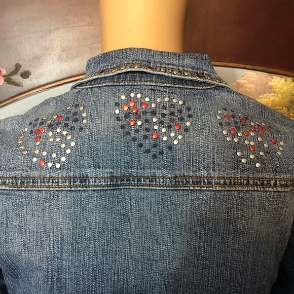 Cropped Blue Jean Jacket Sz M - Picture 8 of 9